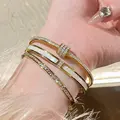 1PC Titanium Steel Stainless Steel Inlaid Zircon Gold Plated Bracelet, Classic and Simple Style, Suitable for Women's Daily Wear preview-3