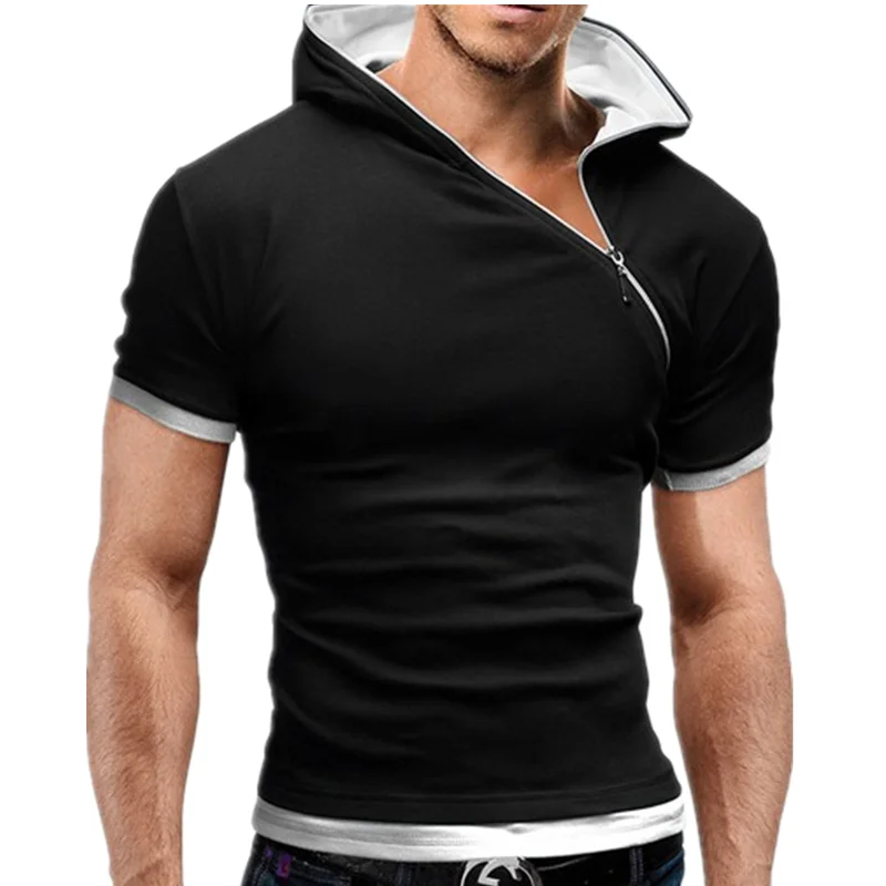 mens short sleeve shirt with hood
