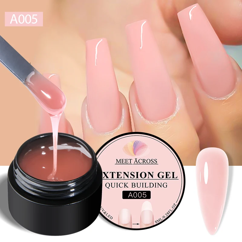 MEET ACROSS 8ml Milk White Quick Extension Gel Nail Polish Vernis Semi Permanent Soak Off  Nail Art UV Gel LED Varnish Nails-animated-img