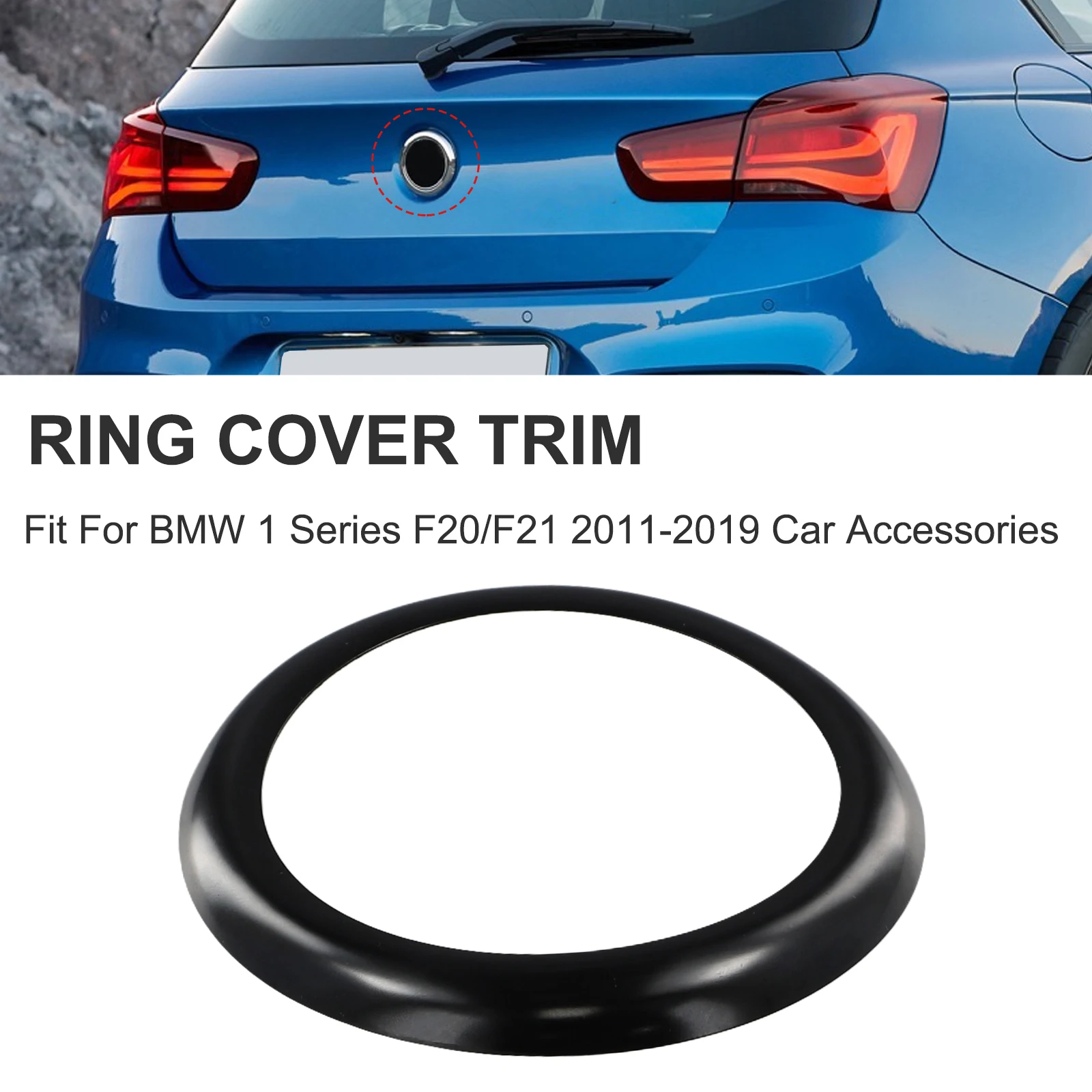 1Pcs Car Logo Frame Trim Sticker Black Rear Boot Badge Ring Cover For BMW 1 SERIES F20 F21 2011-2019 Models Car External Parts-animated-img