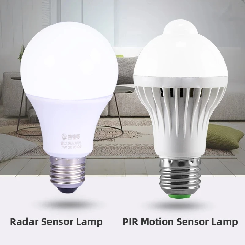 E27 LED Smart Bubble Bulb Human Body Motion Sensor Lamp 5W 9W 12W 15W Energy Saving Cold White Night Bulb For Bedroom AC 85-265V