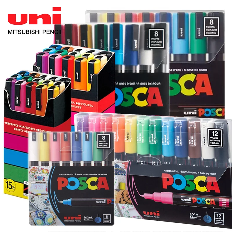 Uni POSCA Colores Acrylic Marker Pen,PC-3M Plumones Rotuladores POP Paint  Poster Pen/Graffiti Advertisement School Art Supplies