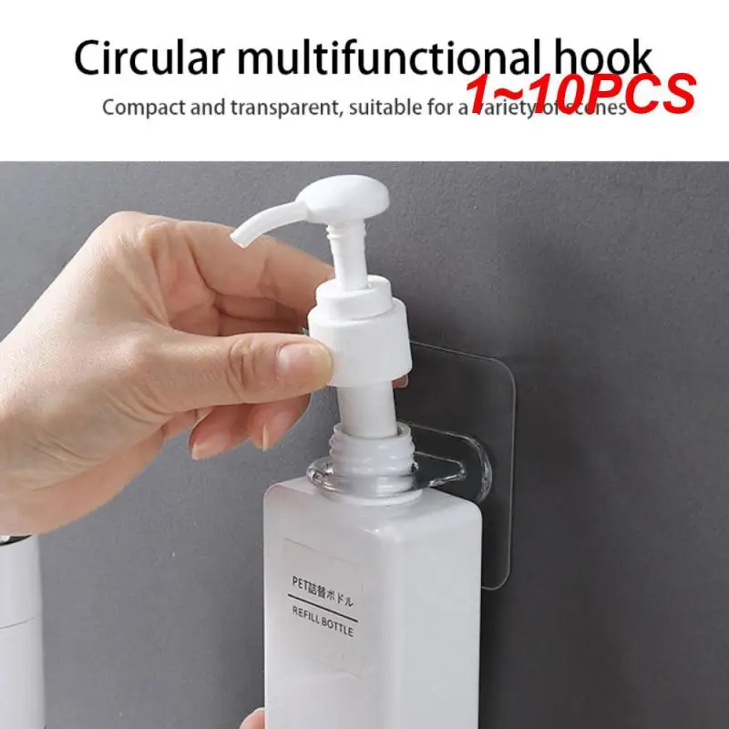 1~10PCS Wall Mounted Self-Adhesive Shampoo Bottle Shelf Liquid Soap Shower Gel Organizer Hook Holder Shelves Hanger Bathroom-animated-img
