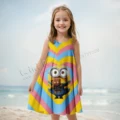 MINISO Authorized Minions Girls Elegant Dresses Girls' Dress Children Clothes Girl Holiday Dresses 2024 Clothing Summer Kids