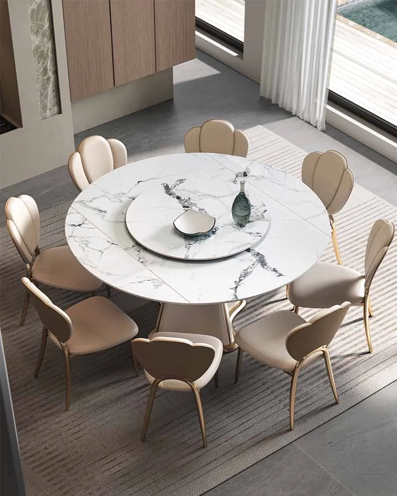 High end square and circular dual-purpose Italian minimalist small unit household multifunctional round table rock panel extenda-animated-img