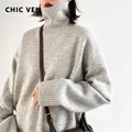 CHIC VEN Korean Women's Sweater Loose Turtleneck Sweaters Warm Solid Pullover Knitwear Basic Female Tops Autumn Winter 2022