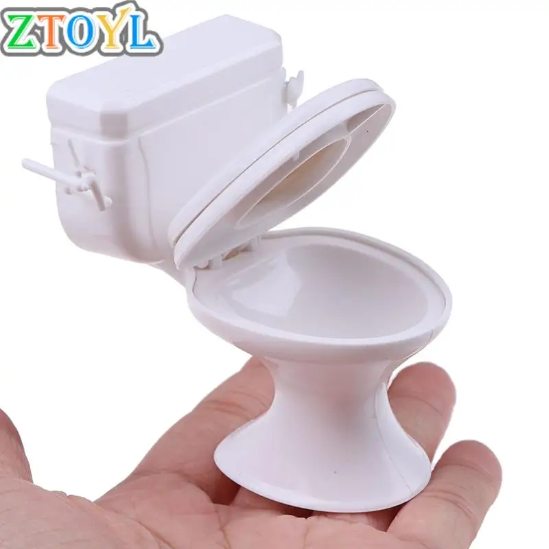 Vintage Dollhouse Furniture Bathroom Modeling White Toilet Doll House Miniature Baby Pretend Toys Dolls Accessories-animated-img