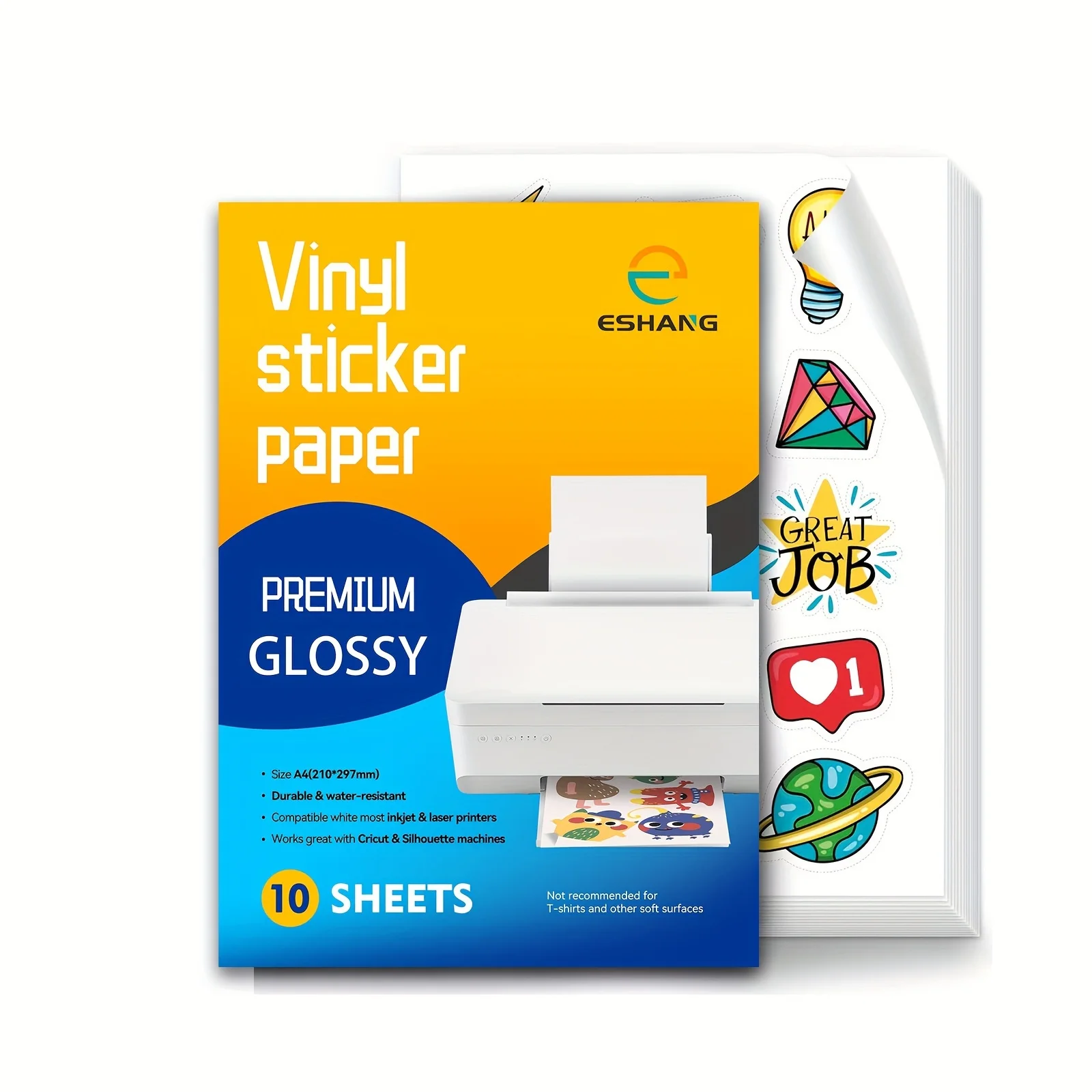 10 sheets A4 size glossy printable vinyl sticker paper for inkjet printer self-adhesive sheets 8.3 "x 11.7"-animated-img