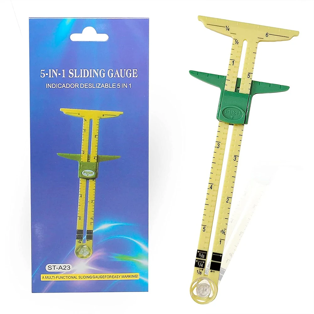 2PC Sewing Seam Ruler Measuring Gauge Patchwork Quilting Tailor Ruler Sizer  Helper Aluminum Plastic Sliding Gauge YJ355