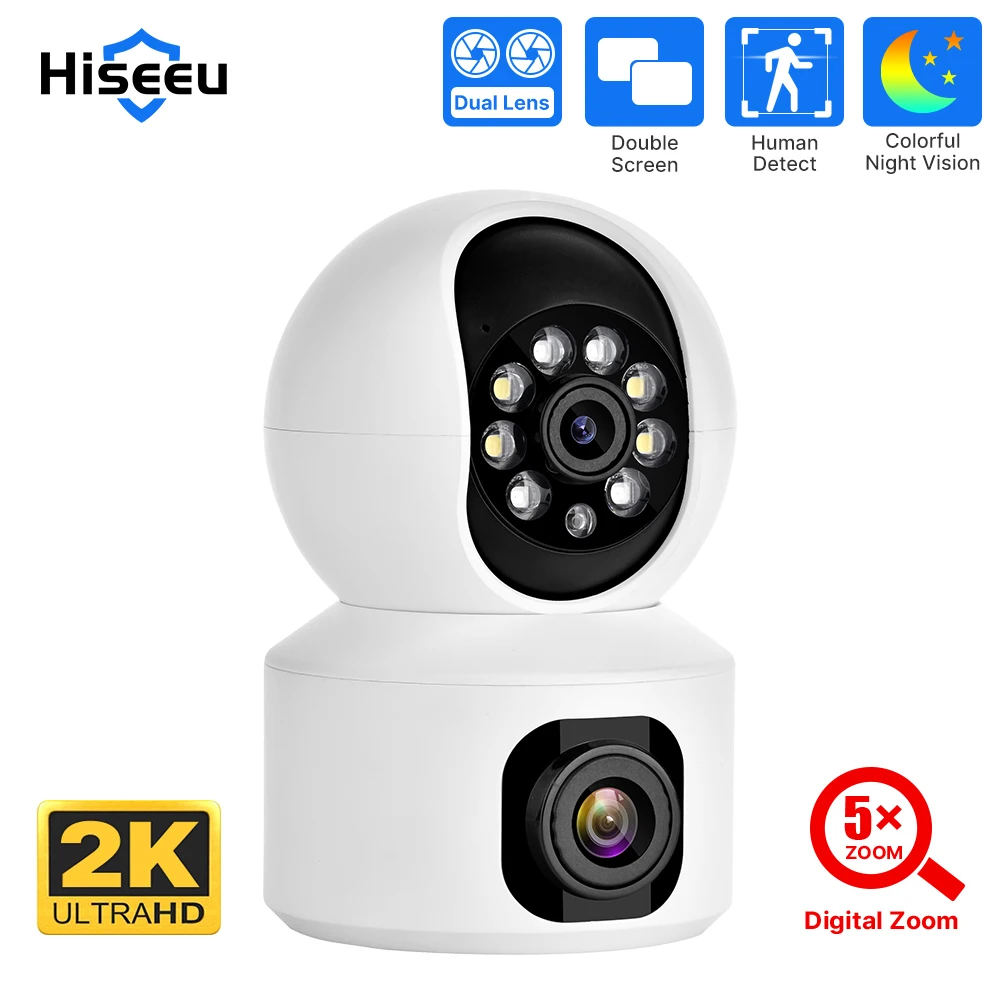 Hiseeu 2K 4MP PTZ IP Camera WIFI Wireless Smart Home Security Surveillance Camera Two-way Audio Baby Pet Monitor Video Record-animated-img
