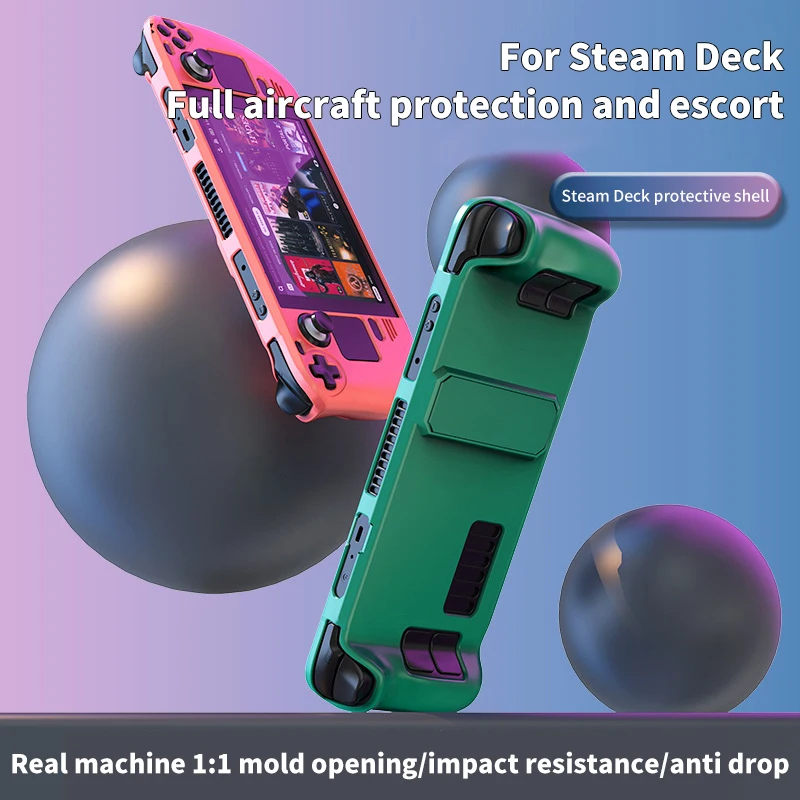 For Steam Deck Game Console Cover Shell With Bracket Shockproof Protection Case Frame Protector Stand Non-slip Cover Accessorie-animated-img