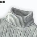 Men's Fleece-Lined Thickened Warm Soft Polo/Turtle Neck Sweater New Knitted Top Winter Essential Style Fashionable Coat preview-3