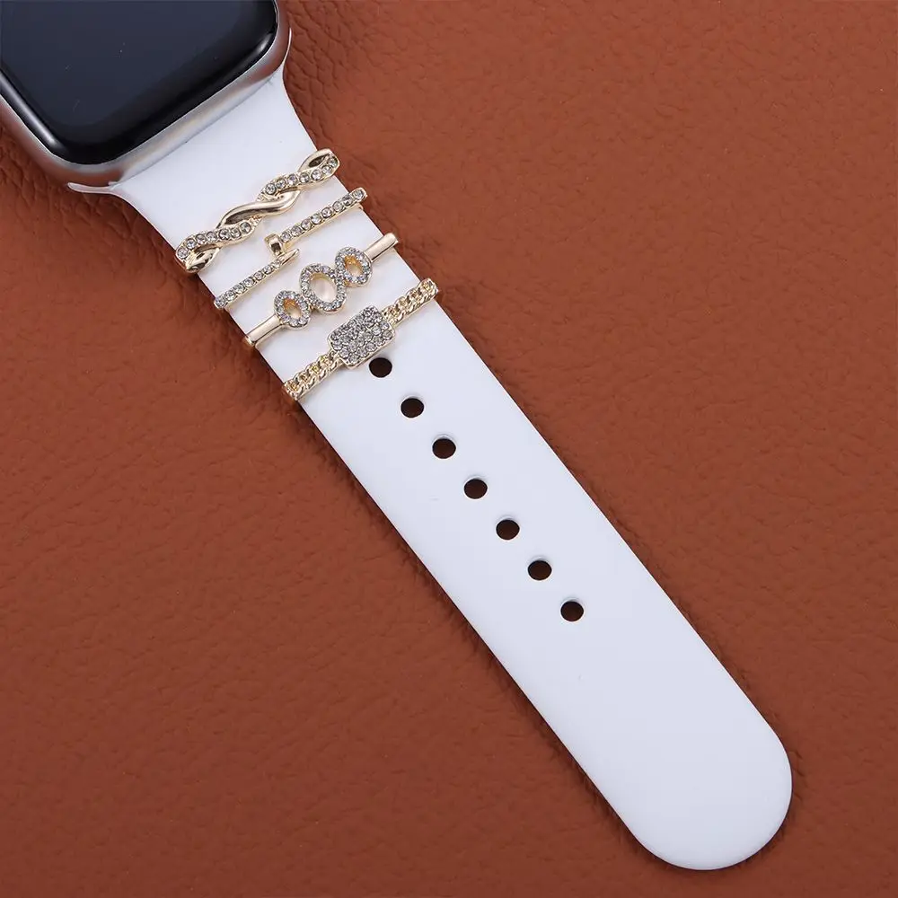 Metal Charms Decorative Ring For Apple Watch Band Diamond Ornament Smart Watch Silicone Strap Accessories For iwatch Bracelet-animated-img