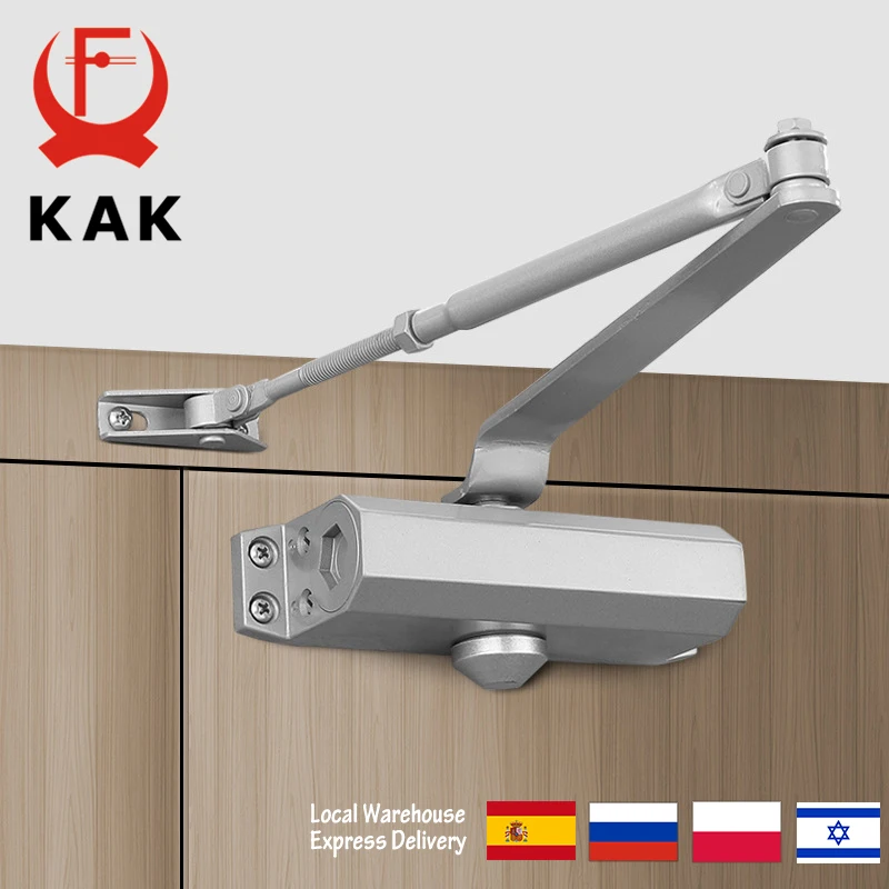 KAK Automatic Door Closer 2 Spring Hydraulic Buffer Adjustable Door Stopper Speed Mute Closing For 25 to 80KG Door Hardware-animated-img