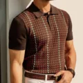 Men's Vintage Knit Houndstooth Golf Shirts Ropa Hombre 2024 Summer Polos Para Hombres Casual t Shirt Men Polo Shirts Old Money preview-1