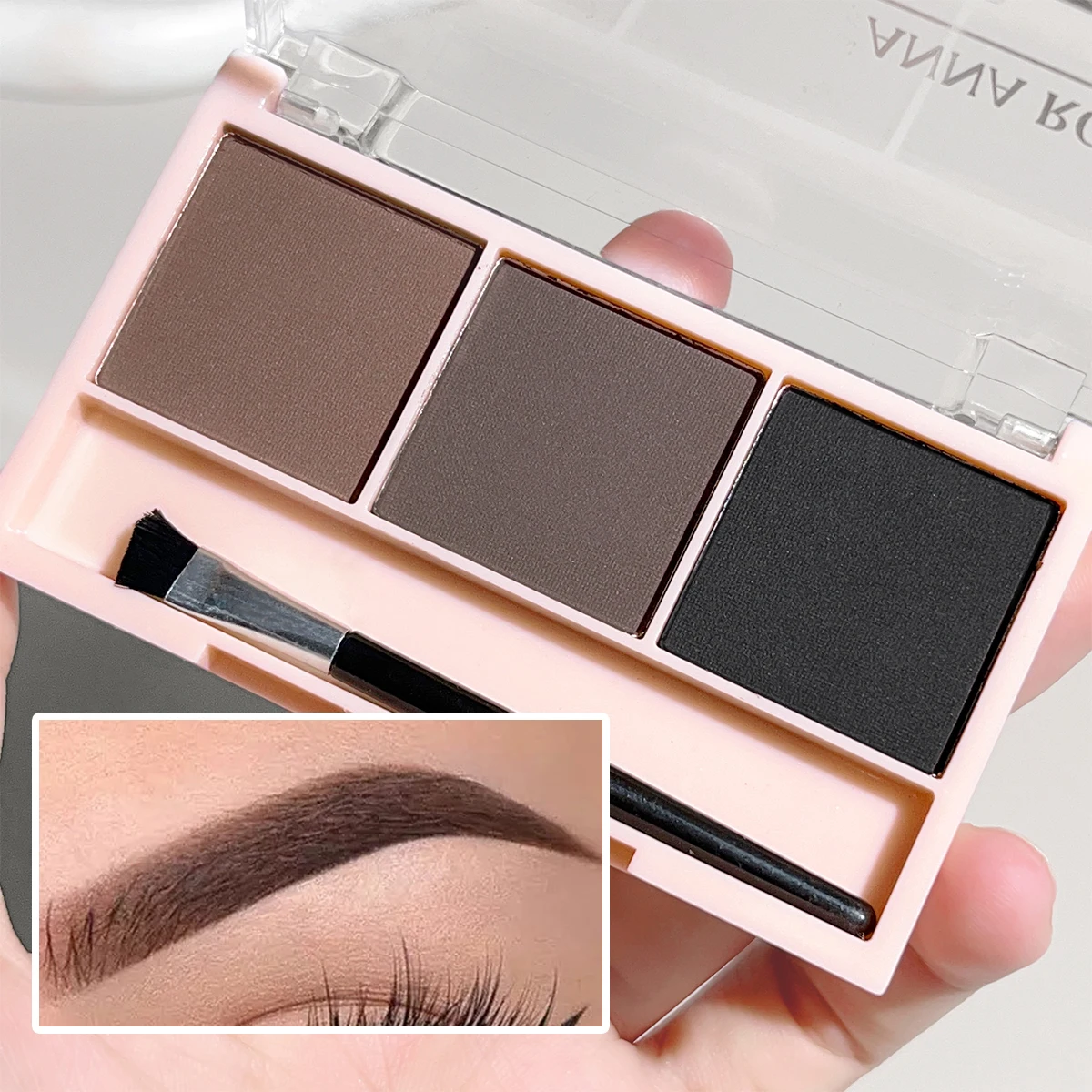 3-Color Brow Powder Set with Brush - Long-lasting, color-resistant, versatile contour makeup set for natural, three-dimensional-animated-img