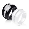 Luxury Romantic Clear Black And White Ceramic Ring Jewelry For Women Accessories Fashion Jewelry Ring With Bling Crystal