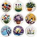 1 Pack Flowers Bird Pattern Diy Needle Felting Kit With Embroidery Hoop Wool Needle Felt Painting Wool Craft Set For Beginners