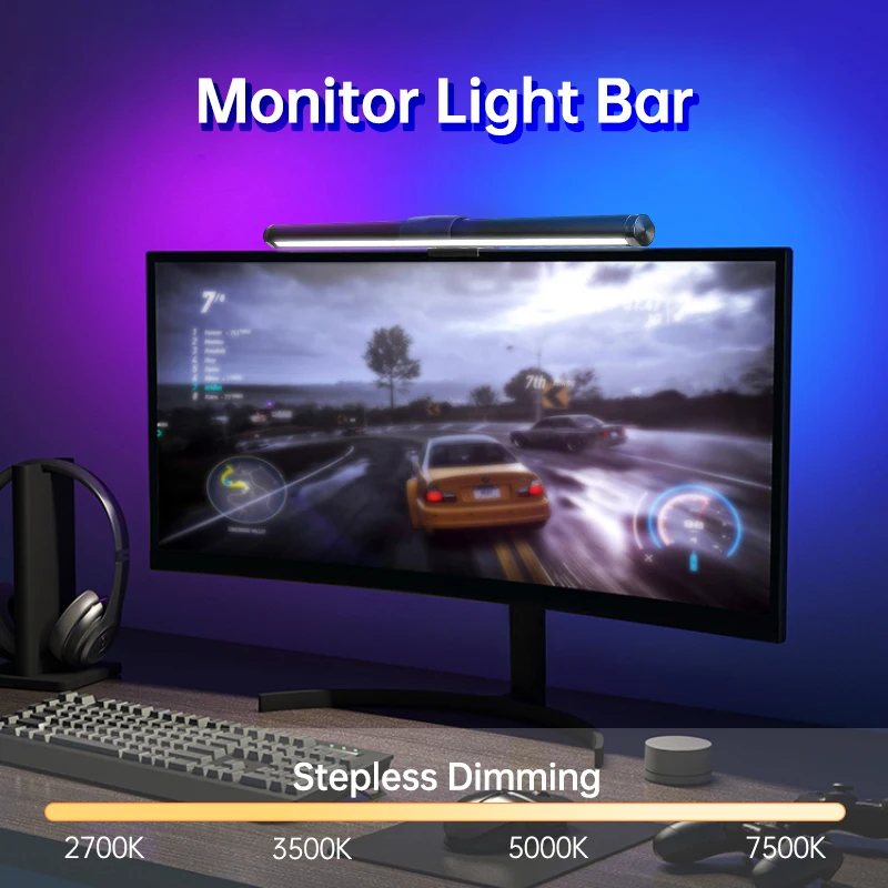 Pc Monitor Computer Desk Lamps For Dimming Led Lamp Magnetic Office Lights  Monitor Stepless Hanging Light Bar for Pc Screen RBG-animated-img