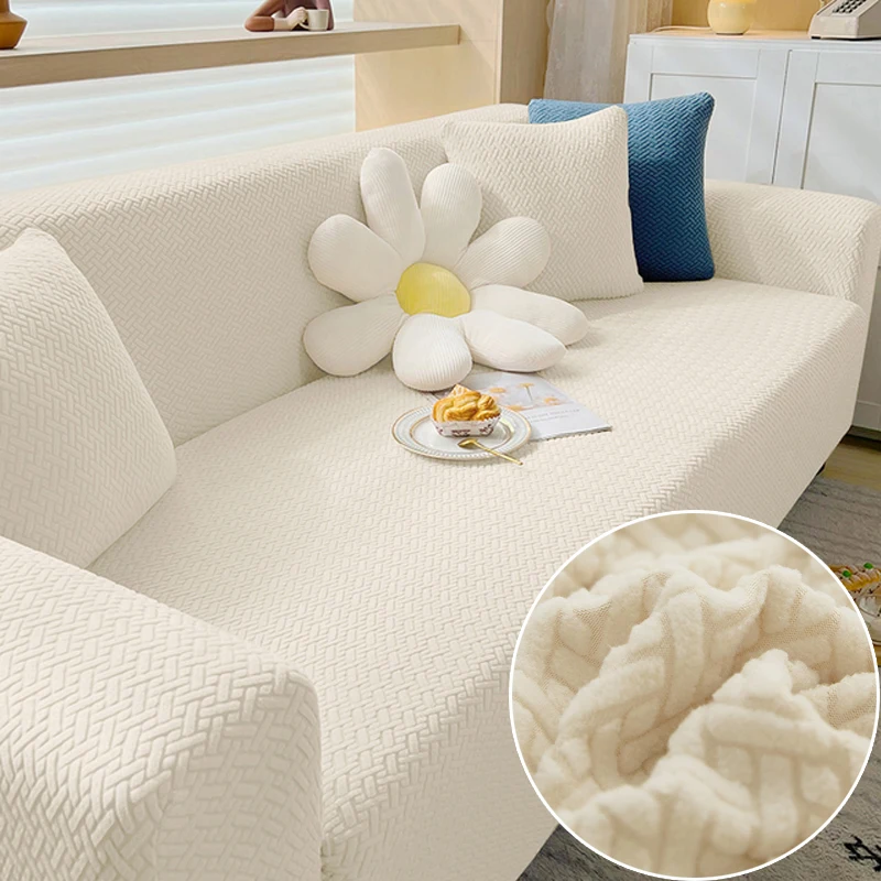 Thick Sofa Cover for Living Room Elastic Jacquard 1/2/3/4 Seater Sofa Cover L-shaped Corner Sofa Cover-animated-img