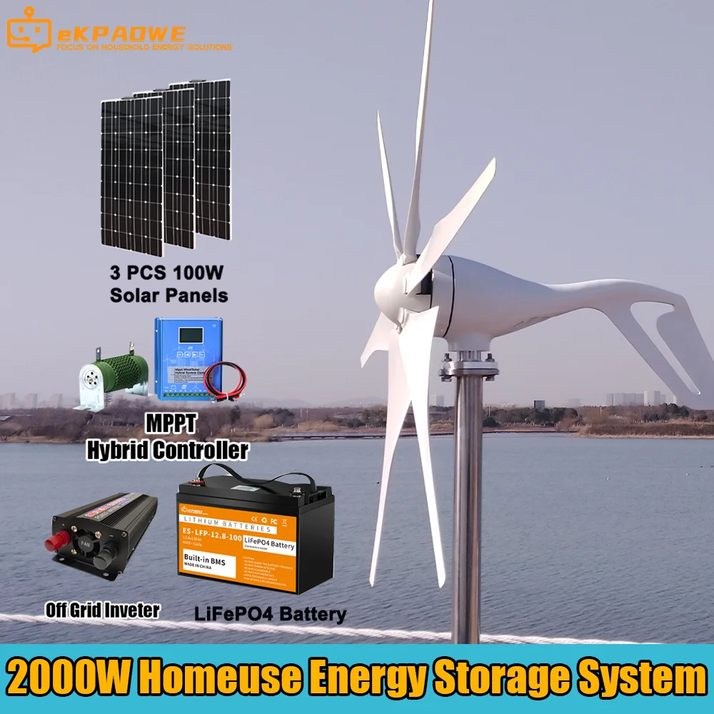 12V 24V 48V 1000W Wind Turbine Genertator Alternative Energy Generators 2KW Complete Household  Sorage System Kit  Solar Panels-animated-img