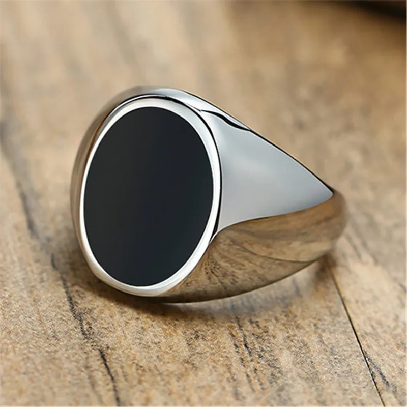 Modyle Silver Color Signet Ring for Men, Punk Rock, Smooth, 316L Stainless Steel, Hip Hop Party, Wedding Jewelry, New-animated-img