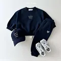 Children's Autumn/winter Fashionable Letter Pattern Loose-fit Sweatshirt 2-piece Set Casual Round Neck Boys Girls Outfits preview-2