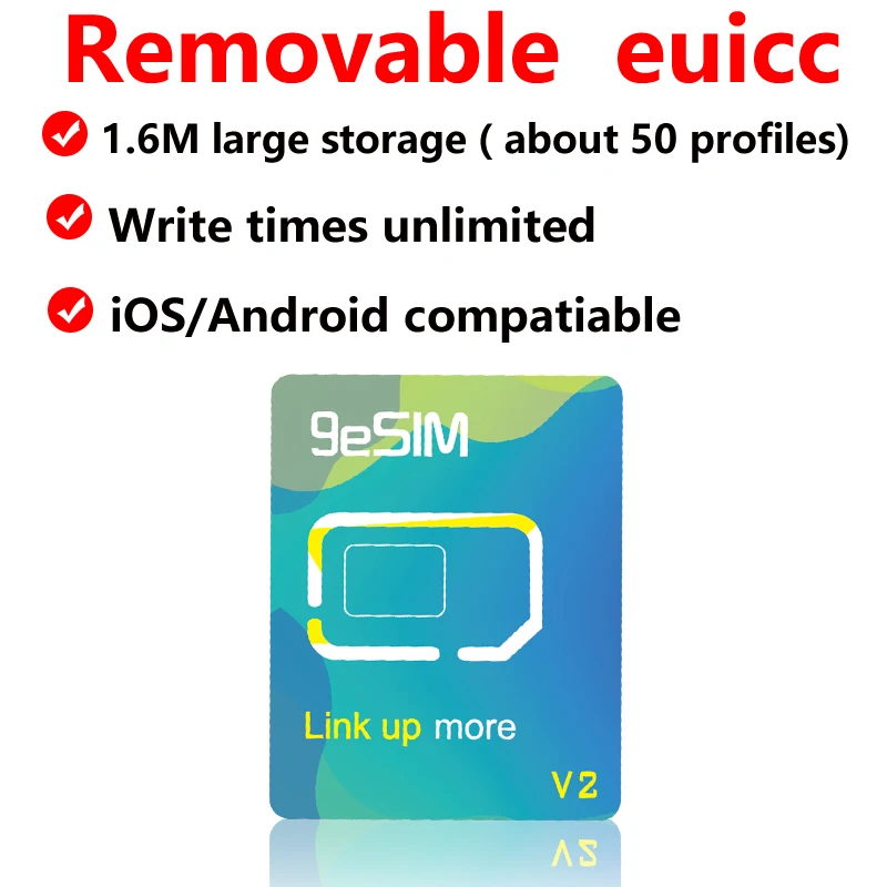 9esim V2 esim to sim card adapter for android 、iphone 15 14 iphone 16 pro max ，removable euicc esim.me converter 5ber estk me-animated-img