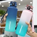 UZSPACE 1500ml Sports Water Bottle With Time Marker Large Capacity Portable Leak-Proof Outdoor Travel Drink Plastic Cup BPA Free