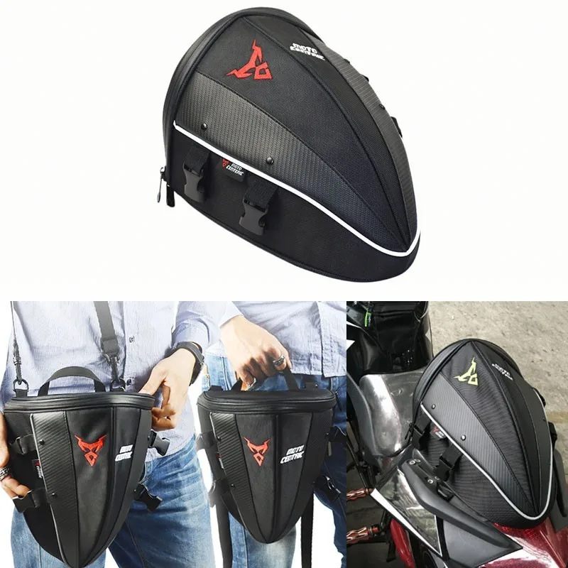 קנו אלי אקספרס  Motocross mochila moto Motorcycle Rear saddle tank Bag  luggage Tail Back Seat oxford Case shoulder backpack Waterproof