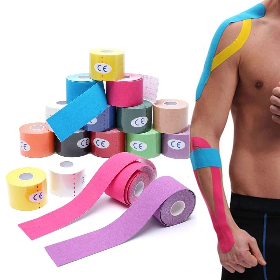 2022 New Kinesiology Tape Athletic Recovery Elastic Tape Kneepad Muscle Pain Relief Knee Pads Support for Gym Fitness Bandage-animated-img