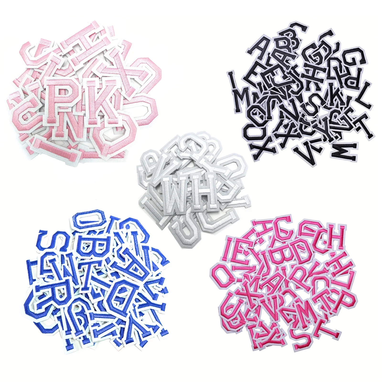 52pcs Alphabet Patches With Ironed Adhesive, Decorate Repair Patches For Shirts Jackets Hats Jeans Shoes Bags-animated-img