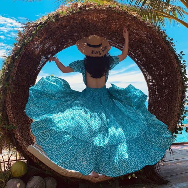 Maxi Backless Sky Blue Women Dress 