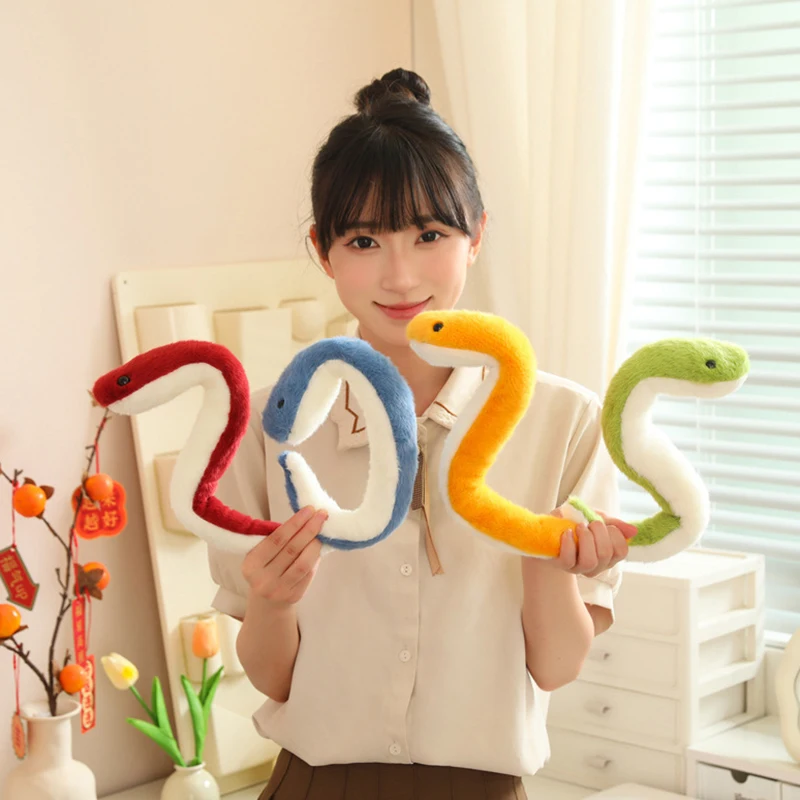 42CM Fun Flexible Small Snake Doll Cloth Doll Plush Doll Zodiac Snake Shaped Ornament Creative Plush Toy Snake-animated-img