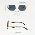 Vintage Rimless Polygonal Metal Frame Sunglasses with Leopard DesignTemples -Unisex Outdoor Party Vacation Travel Driving Photo preview-2