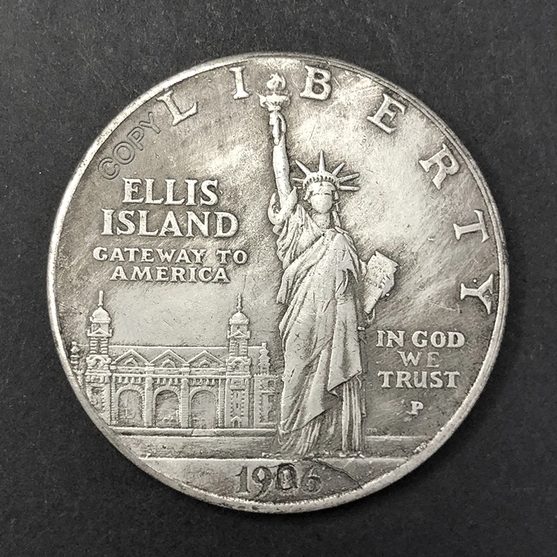 1906 Statue of Liberty $1 replica collectible commemorative coin, Torch Decoration Medal, European antique coin, Christmas gift-animated-img