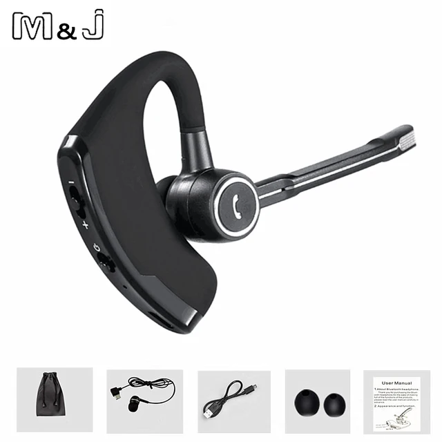 M&J wireless bluetooth headphone Handsfree business bluetooth headset earphone with mic voice control for sports noise canceling-animated-img