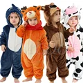 Baby Girls Onesie Kigurumi Monkey Unicorn Dinosaur Animal Cosplay Costume Winter Flannel Jumpsuit 1 to 4 Years Kids Boys Pajamas preview-1