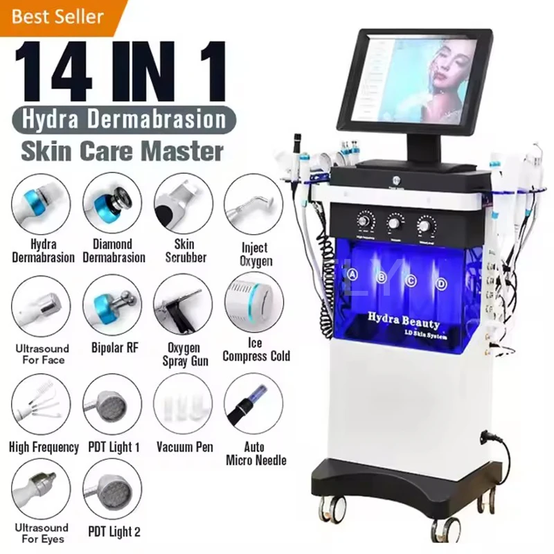 Hot Selling Oxygen Jet Super Bubble 14 In 1 Water Jet Peel Vacuum Blackhead Remover Oxygen Skin Aqua Hydrofacial Machine-animated-img