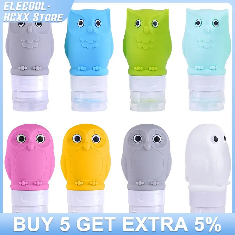 1PC 60ml Cartoon Silicone Bottles Cute Owl Travel Bottles Shampoo Moisture Bottle Travel Set Storage Bottle  Cosmetic Containers-animated-img