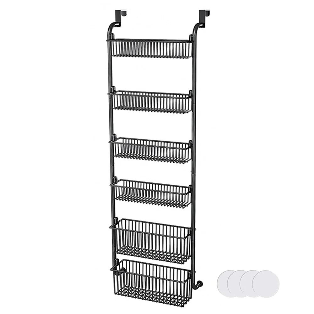 6 Layers Door Hanging Storage Rack Wall Hanging Basket Multifunctional Kitchen Storage Bathroom Rack No Drilling Organizer-animated-img