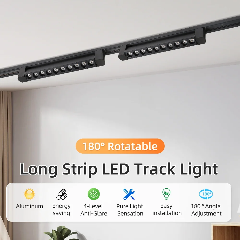 Track Light LED Spot 110V/220V Long Strip Rail Spotlights Shop Decor Hanging Lighting Living Room Kitchen Ceiling Track Lamp Set-animated-img