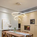 Modern Pendant Lamp Led Rings Circle Ceiling Hanging Chandelier Black Loft Living Dining Room Kitchen Indoor Lighting Fixture