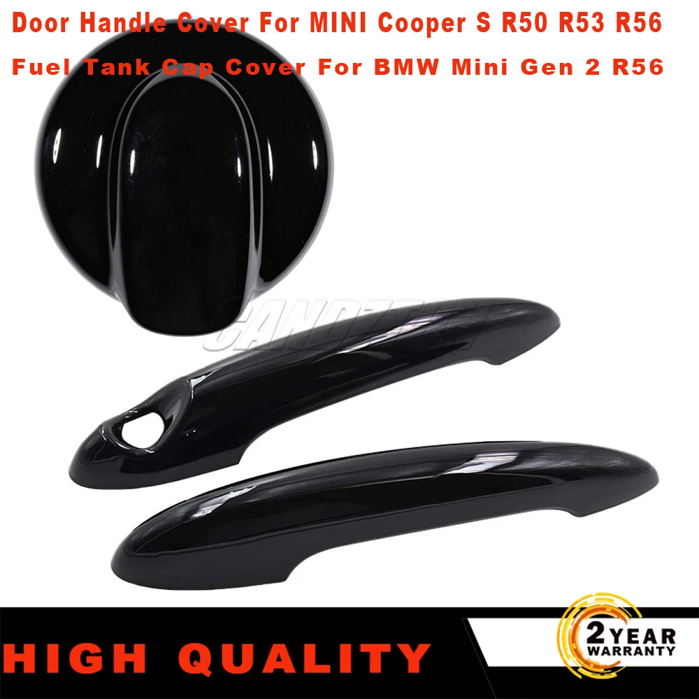 1 Pair Black Or Carbon Fiber Door Handle Cover For MINI Cooper S R50 R53 R56 & 1PC Fuel Tank Cap Cover For BMW Mini Gen 2 R56-animated-img