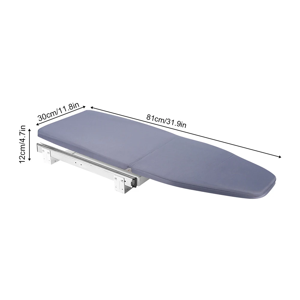 Foldable Ironing Board, Cabinet Mount, Push-Pull Sturdy Metal Frame  80x29.5cm / 31.5x11.6in (Gray)-animated-img