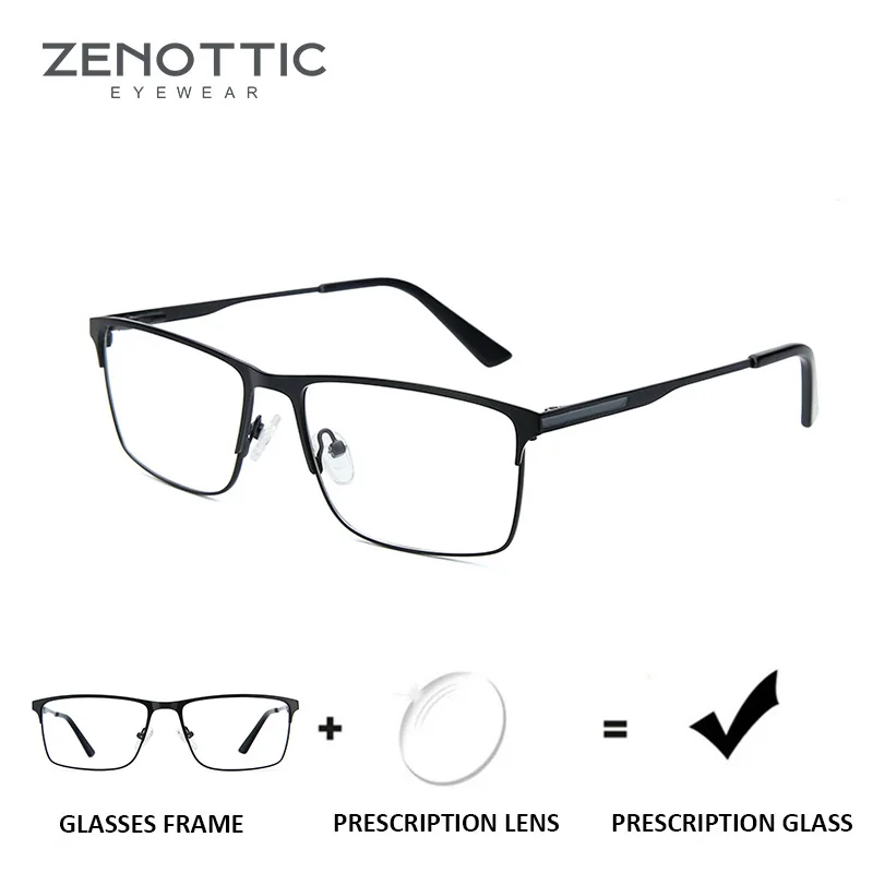 ZENOTTIC Titanium Progressive Prescription Glasses Men Square Anti Blue Light Photochromic Eyewear Optical Myopia Eyeglasses-animated-img