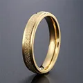 Modyle 4mm Frosted Gold Color Stainless Steel Ring for Women Simple Fashion Jewelry Gift Never Fade High Quality preview-3