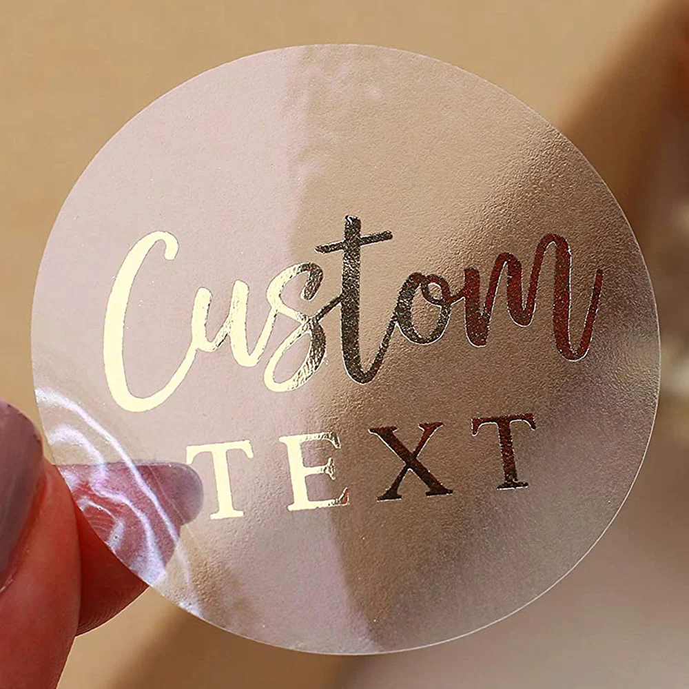 50Pcs Personalized Wedding Stickers Custom Round Gold Foil Sticker