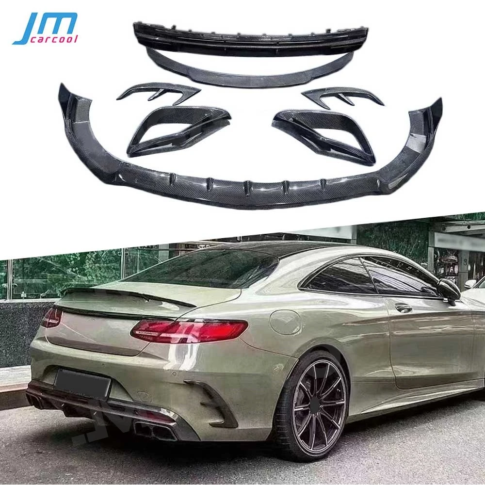 Front Bumper Lip Rear Diffuser Rear Spoiler Air Vent Trims for Benz S Class W217 C217 S63 S65 AMG Coupe 2014-2019 Car Body kits-animated-img