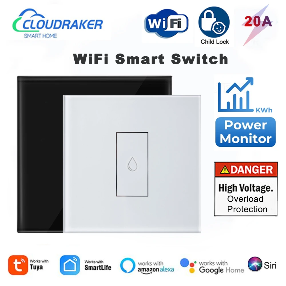 WiFi 4400w Boiler Smart Switch Touch Water Heater Switch Tuya Voice Timer Remote Control Overload Protection Energy Monitor EU-animated-img